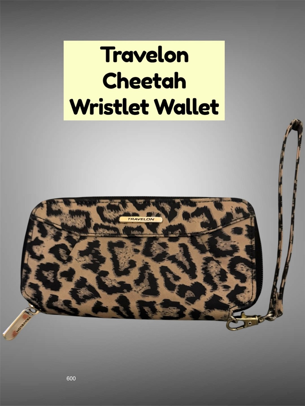 Travelon Cheetah Animal Print Accordion RFID Wristlet Wallet